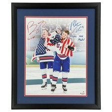 Matthew Tkachuk & Brady Tkachuk Autographed Deluxe Framed Team USA Olympics 16x2 picture