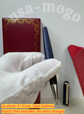 Rare CARTIER Santos Navy Blue Floral Engraved Rollerball Silver Tone Luxury Auc, picture