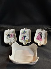Vintage Porcelain Song-Themed Bridge Ashtray Set  picture