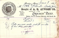 1897 Boston A. H. Atwood Co. Pressed Corned Beef Billhead picture