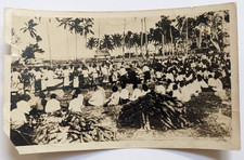 Antique c1910s Photograph Fijian Feast Scene Fiji Native Gathering South Pacific picture