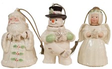 Lenox Holiday Cheer 3 PC. Ornament Set Snowman Santa & Angel 3.5