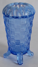 Vintage Fenton Basketweave Multi-Tone Blues Opalescent Lace Edge Vase picture