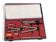 Vintage Martin 27-3995 Drafting Instrument Set w/ Case Missing Pieces Italy picture