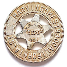 Golden Gate Expo 1939 Token Coin Star Marvin Gomes 193 California St. Metal picture