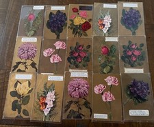 Nice Lot of  15 Gold Back Roses & Flowers ~1910 Floral Greetings Postcards~s470 picture