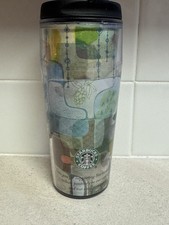 Vintage 2002 Starbucks Barista Travel Tumbler Mug 16oz Abstract Coffee Art Y2K picture