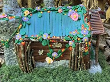 Bespoke  Hand Built Spring/Summer Log Cabin HOME REPLICA 17” x 12”   picture