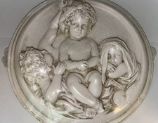 Vintage Angel Cherub Wall Plaque - Hand Painted Italy Plaster Sealed Never Open picture