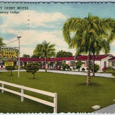 c1950s St Petersburg FL Kentucky Derby Motel Postcard Vintage AAA Linen Lodge picture