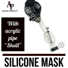 INHALE®️ HIGH QUAITY SILICONE GAS MASK SMOKING HOOKAH PIPE A SKULL DESIGN PIPE picture
