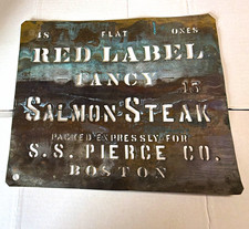 Red Label Salmon Steak Brass Crate Stencil - Original picture