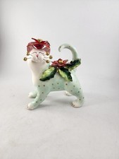 Whimsiclay Cat Amy Lancombe Poinsettia  Figurine 2005 #87118 Christmas Whimsy  picture