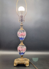 Vtg St Clair Joe Rice Art Glass Paperweight Table Lamp Pink Trumpet Flower READ picture