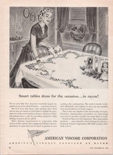 American Viscose Corporation 1948 Vintage Print Ad Rayon Tablecloths picture