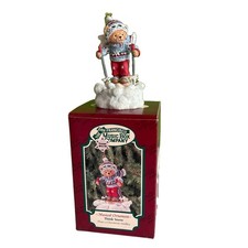 vtg San Francisco Music Box Company Think Snow Musical Ornament XMAS - SKI BEAR picture
