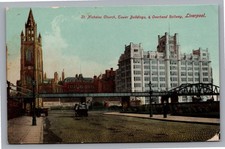 Early 1900s St. Michaels Church Old Railway Bridge Liverpool Antique Postcard picture