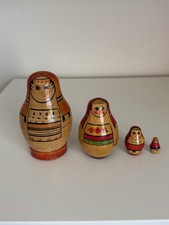 Very Rare Vtg USSR Mordva Region Nestling Wooden Dolls Set-4 picture