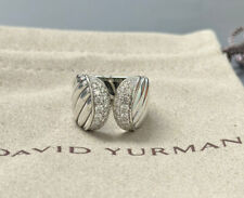 David Yurman Sterling Silver 925 Sculpted Cable Pave Diamond Ring Size 7.5 picture