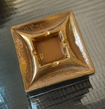 Vtg Stangl Pottery Ashtray Granada Gold Hand Painted Retro MCM Ceramic Decor 7” picture