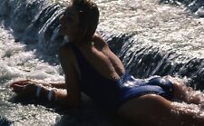 LD155-24 1996 SWIMSUIT FASHION MODEL HOT WATERFALL SCENE ORIG 35MM COLOR SLIDE picture