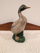 Vintage Ceramic Mallard Duck Figurine Standing Drake Hand Painted Cabin Decor 8
