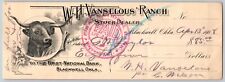 Blackwell OK 1908 V.H. Vanselous Ranch Check w/ Bull Vignette - Scarce picture
