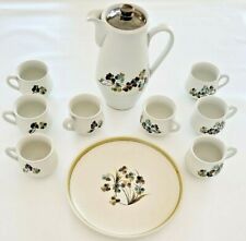 Denby England Vintage Floral Tea Pot Set With 8 Mugs & Charger Plate 10 Pc Set  picture