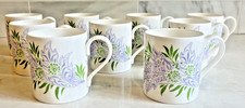 V&A Victoria & Albert Museum Lewis Foreman Day Floral Mugs Set of 9~Purple Green picture