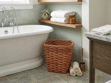 Amish Small Square Waste Basket With Solid Oak Bottom for Office or Bathroom picture