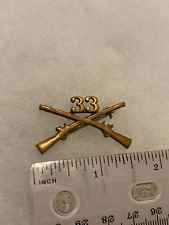Authentic WWII US Army 33rd Infantry Regiment Officer Collar Insignia Lapel Pin picture
