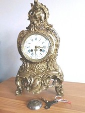 Large Rococo Style Antique French Samuel Marti et Cei, Brass  8 day Mantel Clock picture