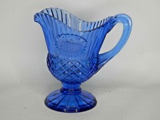 Vintage AVON Cobalt Blue Mt. Vernon Medallion Ribbed / Diamond Pitcher, Perfect picture