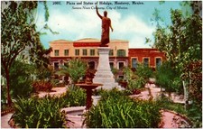Hidalgo Plaza Statue & Hotel Baron Monterrey Mexico 1910s Antique Postcard picture