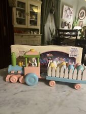 Wooden Easter Bunny Train ~ 8 Eggs & Figure ~Miniature Home Decor Holiday Pastel picture