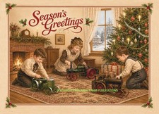 NEW Toy Steam Traction Engine Christmas Cards Antique Tractor Rumely 12 Cards picture