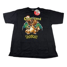 VTG NEW 1999 Pokemon Charizard Flame Men's 100% Cotton S/S T-Shirt Black • Small picture