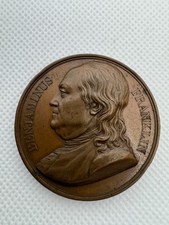 Masonic Bronze Medal 1829 Benjamin Franklin Les Neuf Soeurs Paris Lodge Pingret picture