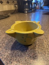 Vintage Yellow Pottery Green Splash Mortar picture