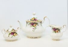 Vintage Royal Albert Old Country Roses Teapot, Creamer and Sugar Bowl Set picture