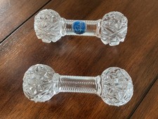 Lot of 2 Vintage Imperial Glass Cut Crystal Hobnail Star Dumbell  Knife Rests picture