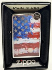 Patriotic Painted American Flag Chrome 2026 Zippo Lighter New 47460 picture