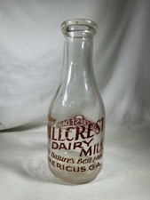 Vintage Hillcrest Dairy Americus GA Georgia Quart Glass Milk Bottle ACL Painted picture