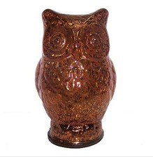 Beautiful Glossy Bronze Toned Glass Owl Figurine Indoor Home Decor picture