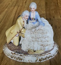 Luigi Fabris Porcelain Courting Couple Figurine w/Book Reading Lace 4
