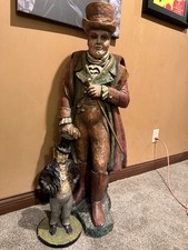 Vintage Plaster Top Hat Gentleman Statues - Matching Pair (43”& 20”) picture