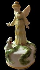 Vintage 1987 Gotham Gifts Ceramic Music Box Angel With Bunny & Bird Figurine  picture