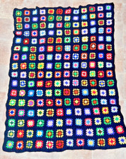 Vintage Handmade Crochet Afghan Blanket Spread 70