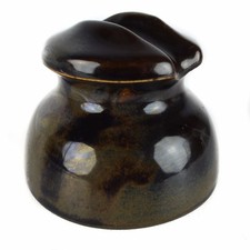 Brockway Ceramic Electrical Telegraph Insulator (marked) Brown Black Glazed (3) picture
