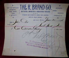 Vintage 1895 Invoice from The R. Brand Co. Toledo, Ohio Celebration Whiskey picture
